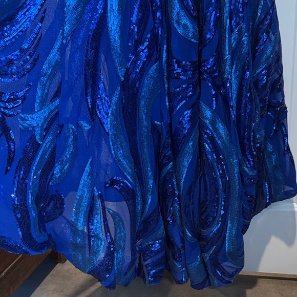 Jovani One-Shoulder Blue Prom Dress - Picture 8 of 8